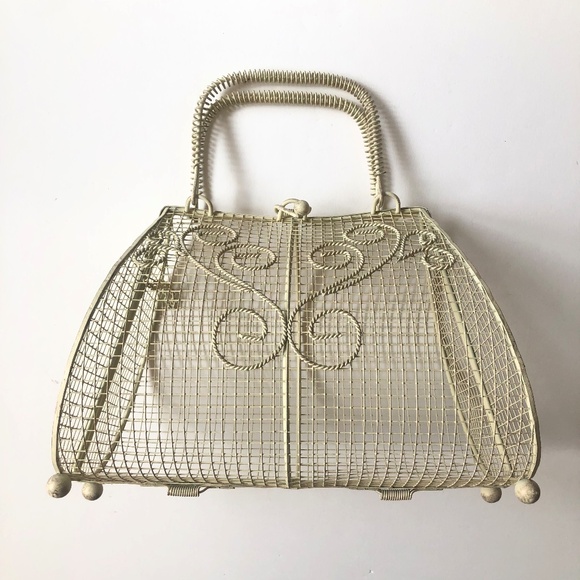 NWOT Vintage Style Painted Wire Bag - Picture 1 of 9